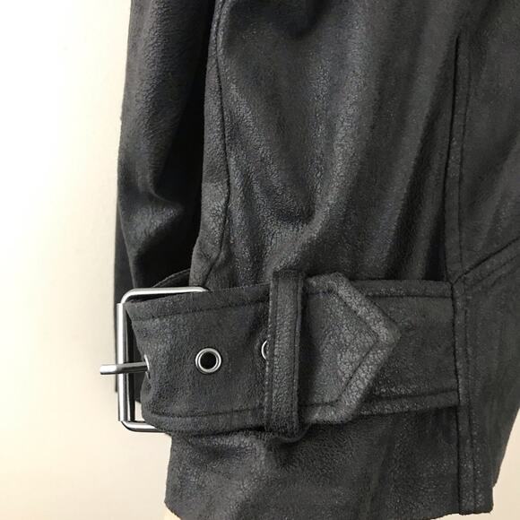 Lysse Dark Brown Vegan Leather Faux stretch Moto motorcycle biker jacket women M - Picture 5 of 12